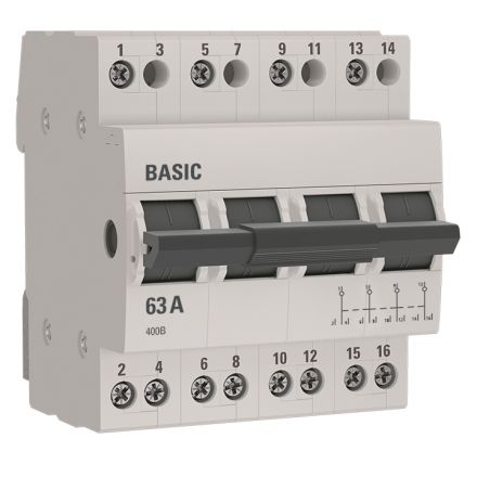 Переключатель трехпозиционный 4P 63А Basic