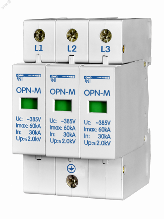 Ограничитель перенапряжения 3 модуль 380В In20kA OPN-M (3S)20kA