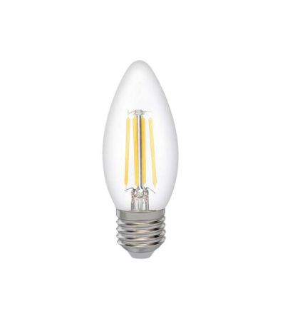 Лампа сетодиодная декоративная LED 8w E27 3000K свеча прозрачная филамент 230/50 Jazzway