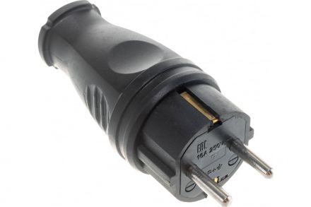 Вилка Navigator 61 368 NCA-PLR02-16A-E-IP44-BL прямая с заземлением каучук черная