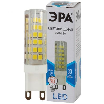 Лампы СВЕТОДИОДНЫЕ СТАНДАРТ LED JCD-7W-CER-840-G9 ЭРА (диод, капсула, 7Вт, нейтр, G9)