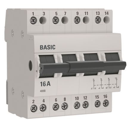 Переключатель трехпозиционный 4P 16А Basic