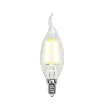 LED-CW35-7,5W/NW/E14/CL GLA01TR Лампа светодиодная. Форма ''свеча на ветру'', прозрачная. Серия Air. Белый свет (4000K). Картон. ТМ Uniel