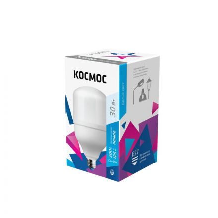 Лампа светодиодная LED 30Вт 220В Е27 D80х135 4500К белый 2650 лм Космос