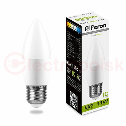 Лампа светодиодная LED 11вт Е27 белый матовая свеча