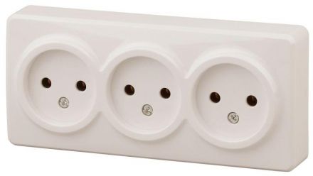 Розетка 3х2P, 16A-250В, ОУ, Эра Эксперт, сл.кость, 11-2207-02