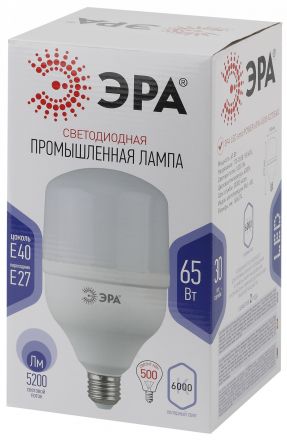 Лампа светодиодная LED POWER T160-65W-6500-E27/E40 (диод, колокол, 65Вт, хол, E27/E40) ЭРА (12/96) ЭРА