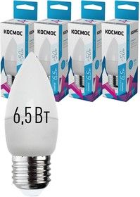 Лампа светодиодная LED 6.5Вт CN 220В Е27 D37х99 4500 белый 480лм Космос