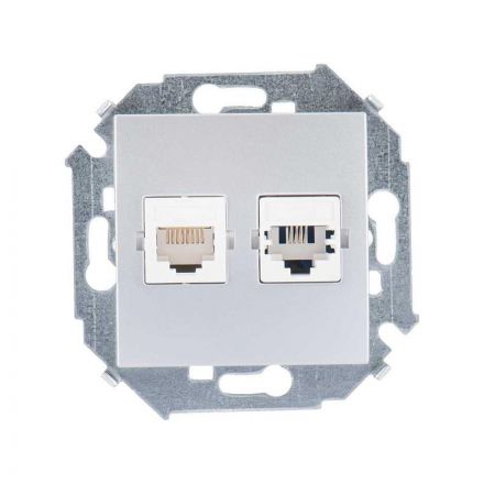 Розетка телефонная + компьютерная RJ11+RJ45 кат.5е, алюминий