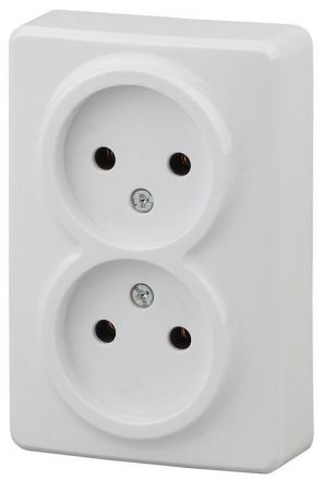 Розетка 2х2P, 16A-250В, ОУ, Эра Эксперт, белый, 11-2202-01