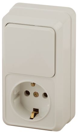 Блок розетка с выключателем Intro Quadro 2-705-02 вертикальный 10(16)А-250В, IP20, ОУ, слоновая кость