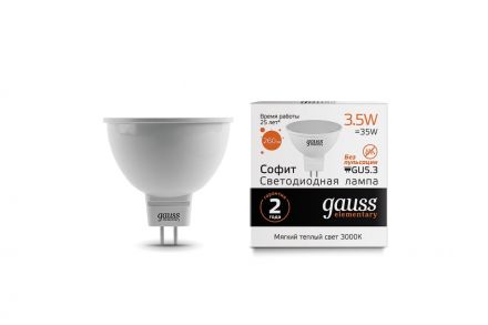 Лампа светодиодная LED 3,5 Вт 290 Лм 3000К теплая GU5.3 MR16 Elementary Gauss