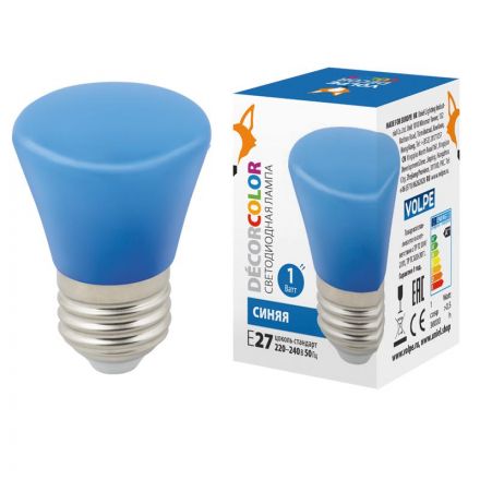 Лампа декоративная светодиодная LED-D45-1W/BLUE/E27/FR/С BELL Форма Колокольчик матовая Цвет синий Картон ТМ Volpe