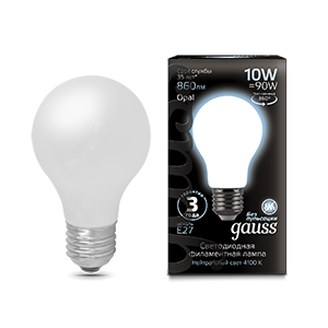 Лампа светодиодная LED 10 Вт 860 Лм 4100К белая Е27 А60 milky Filament Gauss