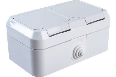 Makel Розетка двойная с крышкой белая в сборе брызгозащищенная IP44