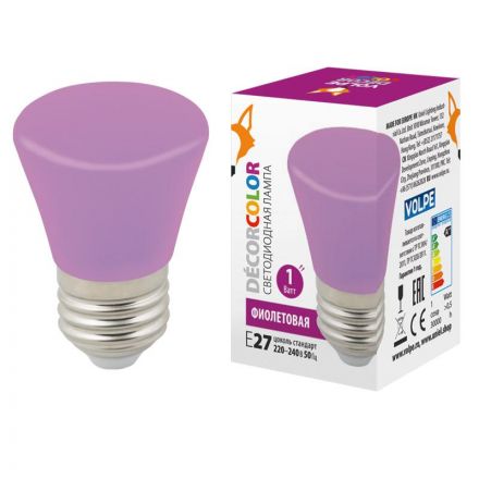 Лампа декоративная светодиодная LED-D45-1W/PURPLE/E27/FR/С BELL Форма Колокольчик матовая Цвет фиолетовый Картон ТМ Volpe