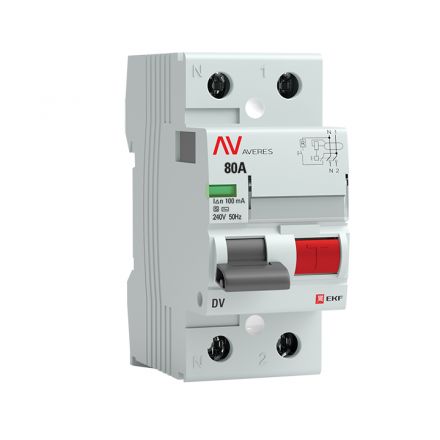 Устройство защитного отключения DV 2P 80А/100мА (S) AVERES