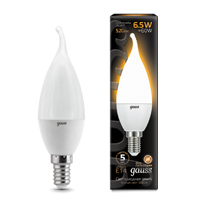 Лампа светодиодная LED 6.5 Вт 520 Лм 3000К теплая Е14 Свеча на ветру Black Gauss