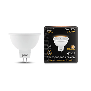 Лампа светодиодная LED 5 Вт 500 Лм 3000К 12 В теплая GU5.3 MR16 Black Gauss