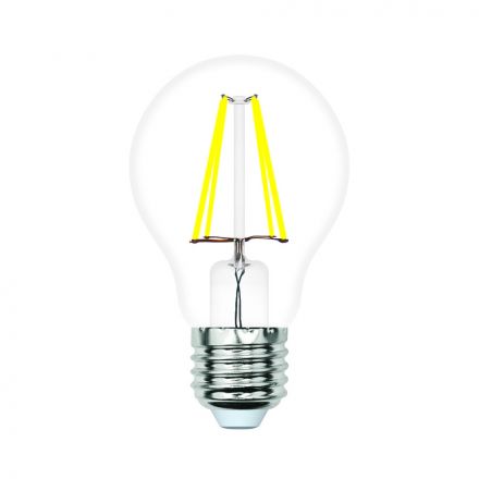 Лампа светодиодная LED-A60-5W/4000K/E27/CL/SLF Форма A прозрачная Белый свет (4000K) ТМ Volpe