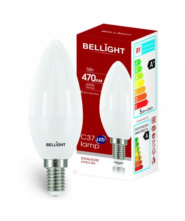 Лампа LED 5Вт 4000K 470Лм E14 IP 65 Свеча Bellight