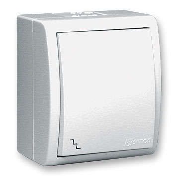 Simon15 Aqua Выключатель проходной (переключатель) с подсветкой IP54 10А 250В винтовой зажим S15A белый