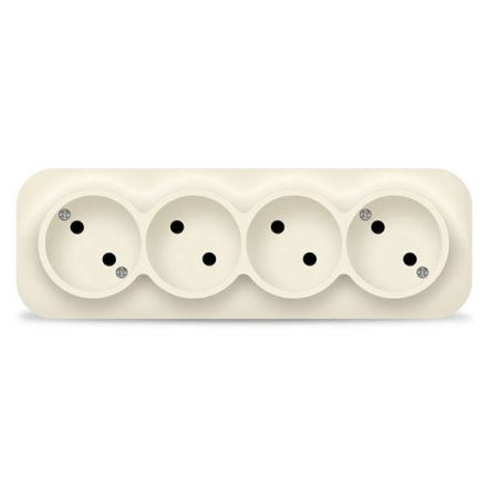 Розетка четырехместная серия IONICH, б/з, о/у, 16А, 220В, слоновая кость (ivory)
