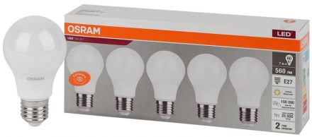 Лампа светодиодная LED 7 Вт E27 3000К 560Лм груша 220 В (замена 60Вт) OSRAM