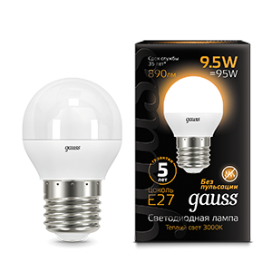 Лампа светодиодная LED 9.5 Вт 890 Лм 3000К теплая Е27 Шар Black Gauss