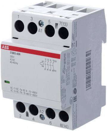 Контактор ESB40-40N-06 модульный (40А АС-1, 4НО), катушка 230В AC/DC
