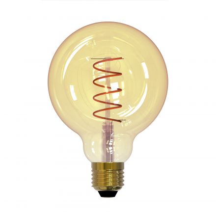 Лампа светодиодная декоративная LED 4вт 220-240В шар G95 400Лм Е27 2250К золотая колба спиральная нить Uniel Vintage