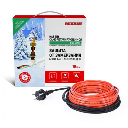 Кабель греющий саморегулирующийся REXANT 10HTM2-CT, в трубу, 4 м/40 Вт