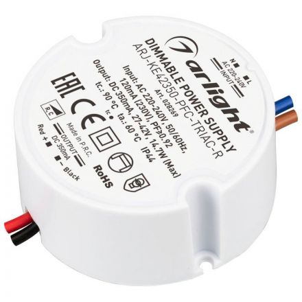 Блок питания ARJ-KE42350-PFC-TRIAC-R (15W, 350mA) (ARL, IP44 Пластик, 5 лет)