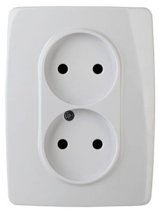 Розетка 2X2P, 16A-250В, винт, Эра12, белый, 12-2117-01