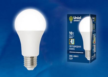 Лампа светодиодная с датчиком освещенности LED-A60-10W/4000K/E27/PS PLS10WH  ФормаA матовая Белый свет (4000K)