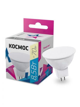 Лампа светодиодная LED 8.5Вт JCDR 220В GU5.3 D50x45 3000K теплый 720 лм Космос