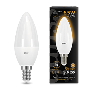 Лампа светодиодная LED 6.5 Вт 520 Лм 3000К теплая Е14 Свеча Black Gauss
