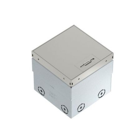 Лючок UDHome2 укомплектованный 2 розетки 2К+З (без выемки под н/п) сталь нерж. 140х140х110 мм