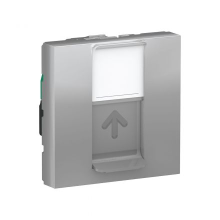 Розетка UNICA MODULAR компьютерная RJ45 одиночная категория 5е STP 2 модуля алюминий