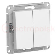 Выключатель двухклавишный ATLASDESIGN схема 5 10АХ механизм белый Выключатель двухклавишный ATLASDESIGN схема 5 10АХ механизм белый