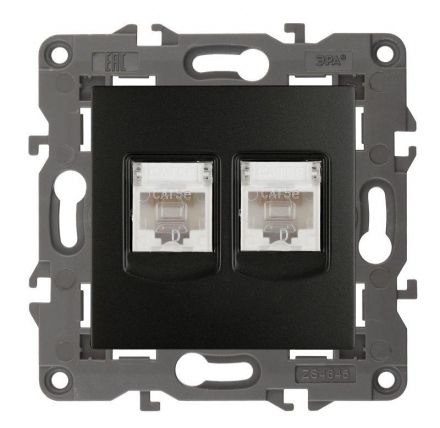 Розетка 2хRJ45, Эра Elegance, антрацит, 14-3108-05