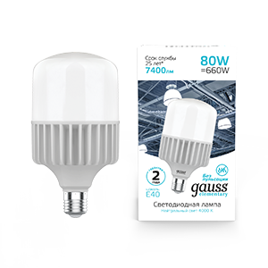Лампа светодиодная LED 80 Вт 6400 Лм 4000К белая E40 T140 Elementary Gauss