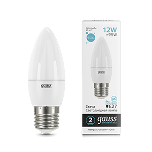 Лампа светодиодная LED 12 Вт 950 Лм белая 4100К E27 свеча Elementary Gauss