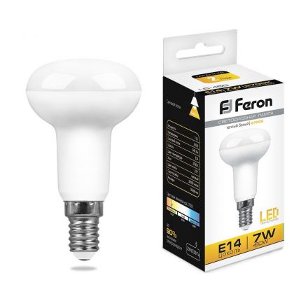 Лампа светодиодная LED зеркальная 7вт Е14 R50 теплый