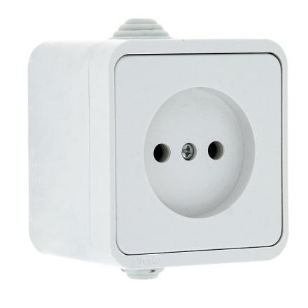 Прага Розетка 10А без заземления IP44 белая