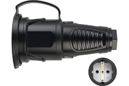PCE Розетка каб 16A/250V/2P+E/IP54 с черным крышкой и корпусом, маркер черный