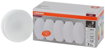 Лампа светодиодная LED 8 Вт GX53 4000К 640Лм таблетка 220 В (замена 60Вт) OSRAM
