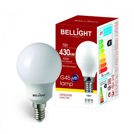 Лампа LED 5Вт 3000K 430Лм E14 IP 65 Шар Bellight