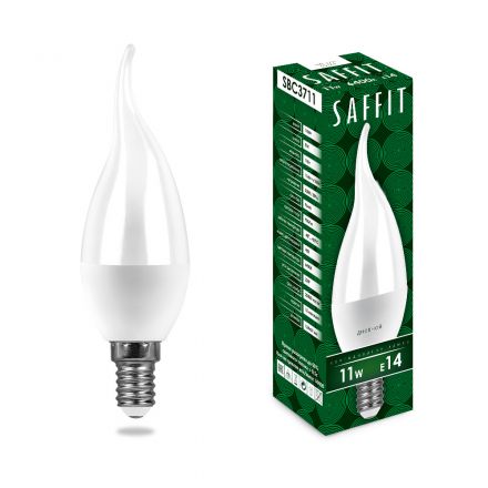 Лампа светодиодная LED 11вт Е14 дневной матовая свеча на ветру