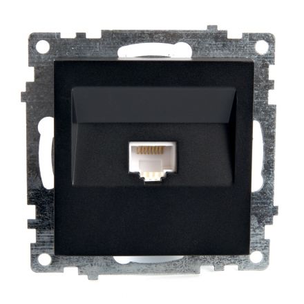 Розетка компьютерная 1-местная RJ-45, серия Катрин, черный, Stekker